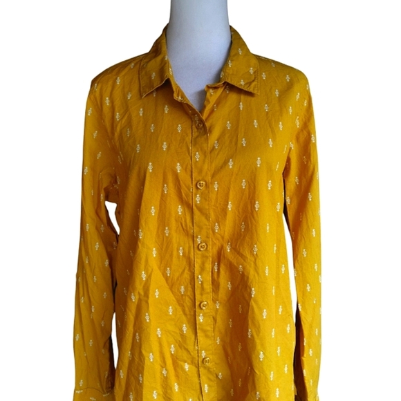 Garnet Hill Signature Organic Pima Cotton Essential Button Up Shirt Size 12 - Picture 5 of 8